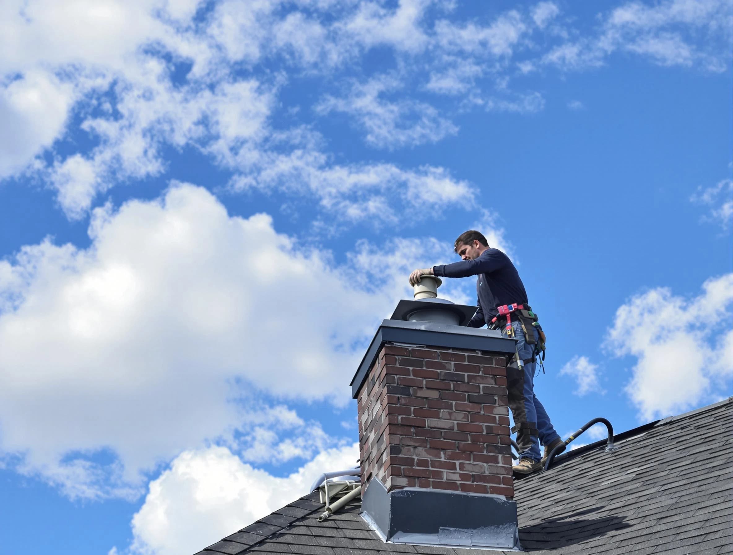 Brentwood Chimney Sweep installing a sturdy chimney cap in Brentwood, PA