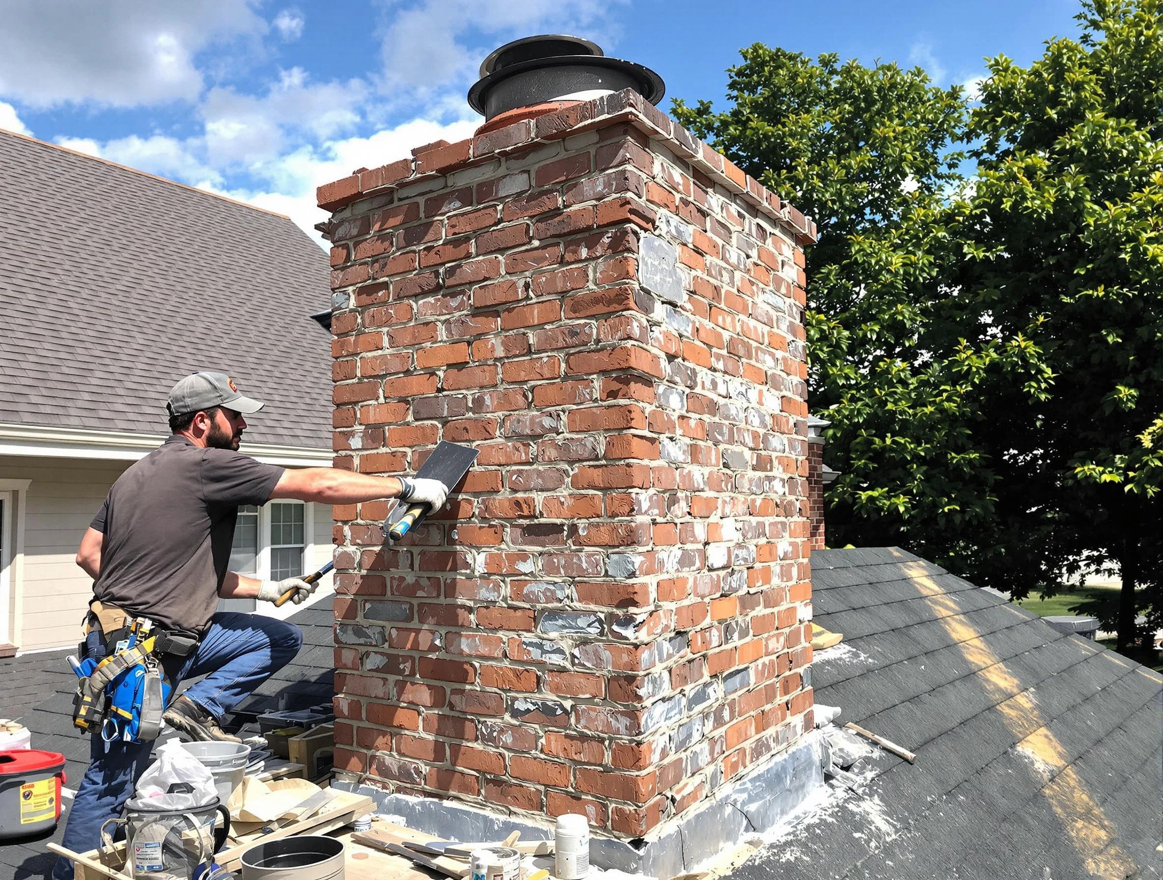 Completed chimney rebuild by Brentwood Chimney Sweep in Brentwood, PA