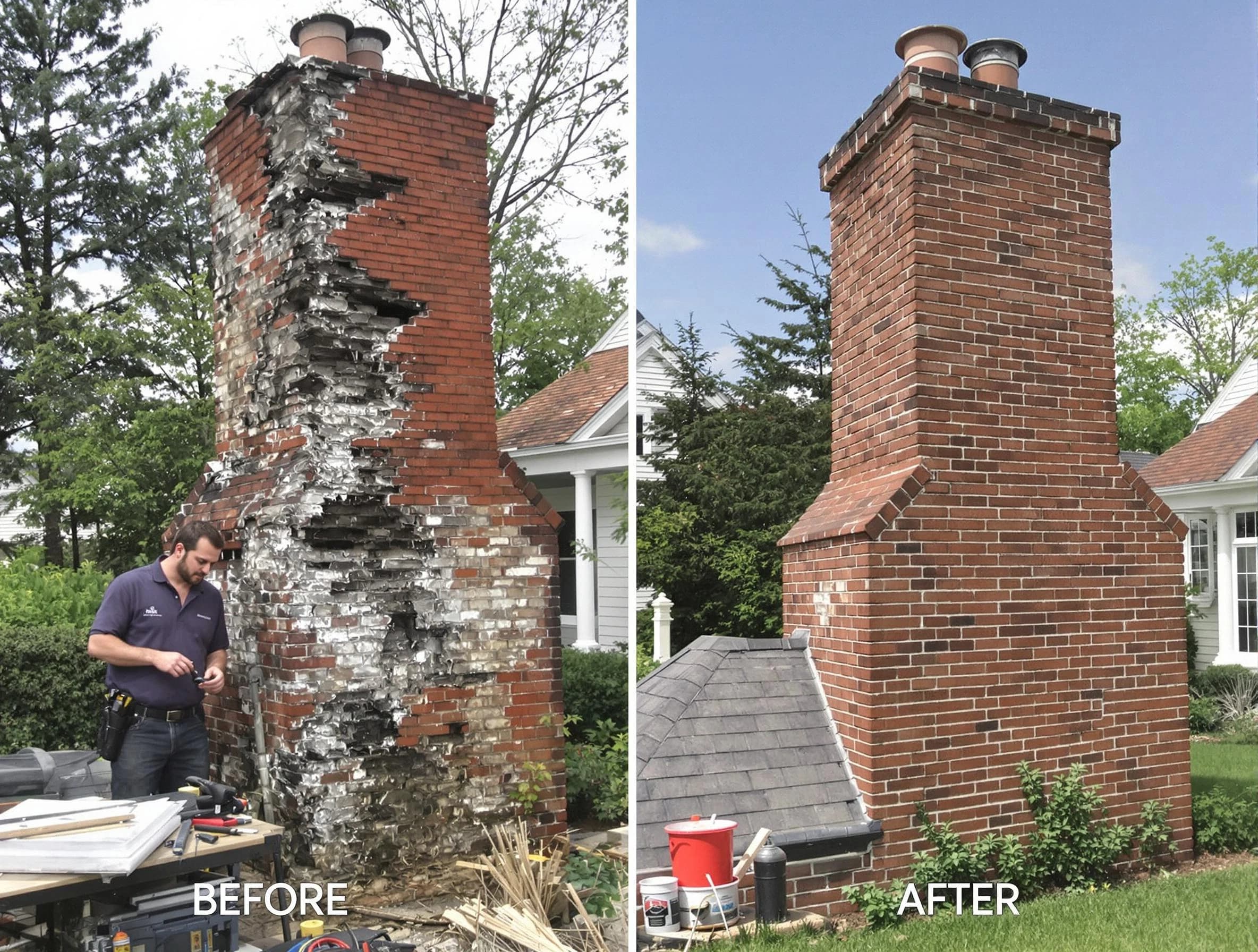 Brentwood Chimney Sweep performing a full chimney restoration in Brentwood, PA