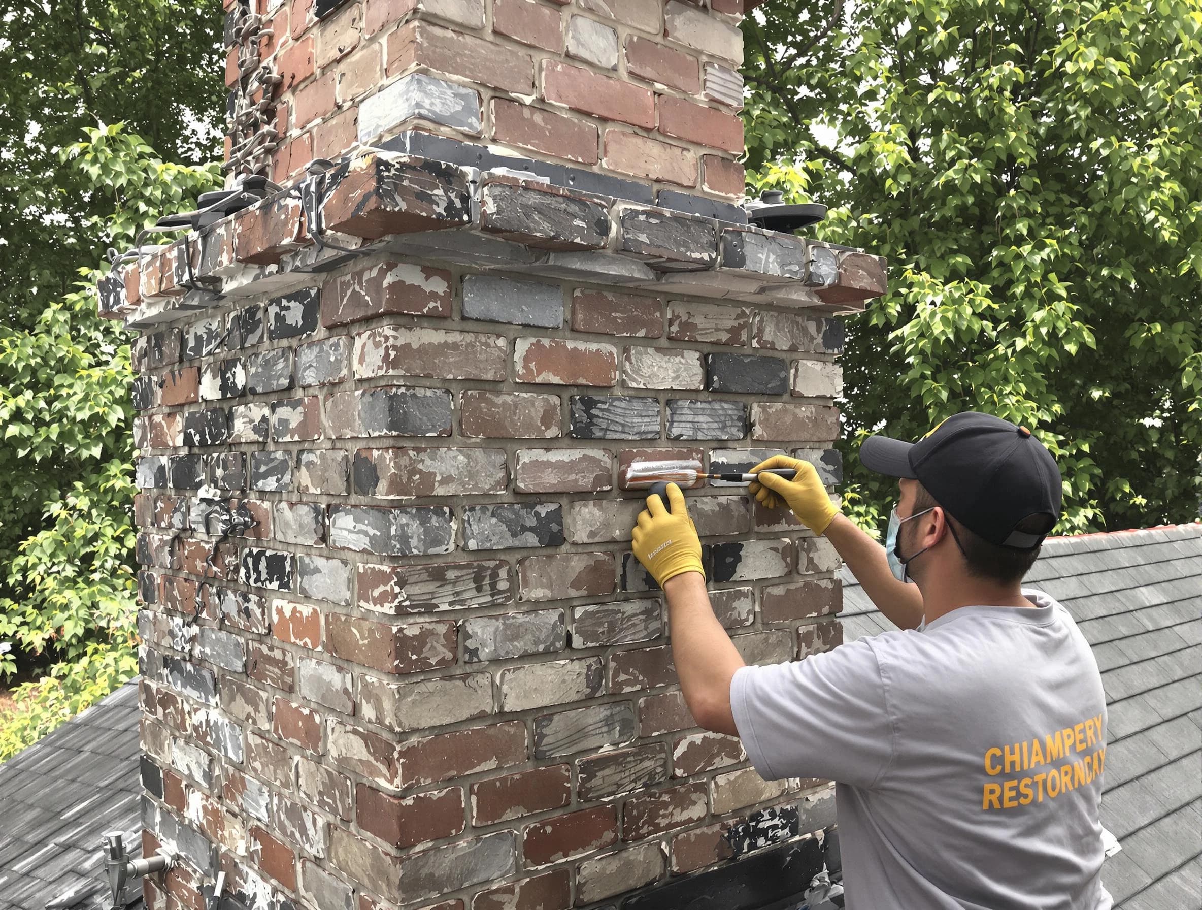 In-progress chimney restoration by Brentwood Chimney Sweep in Brentwood, PA