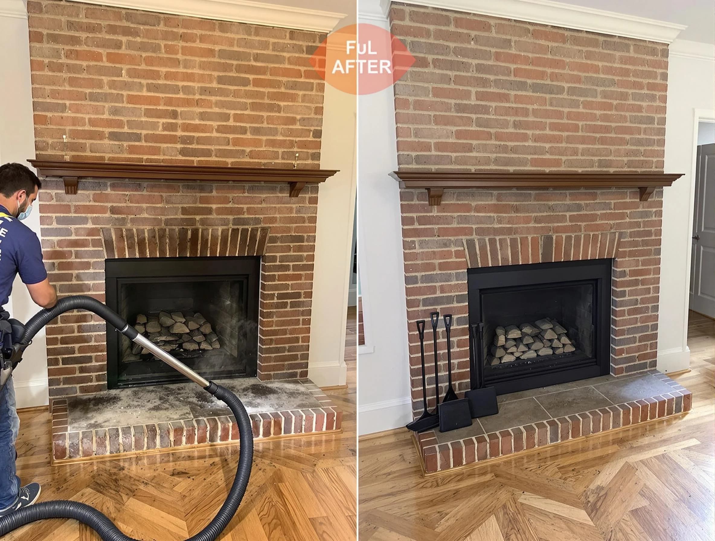 Brentwood Chimney Sweep carefully sanitizing a fireplace in Brentwood, PA