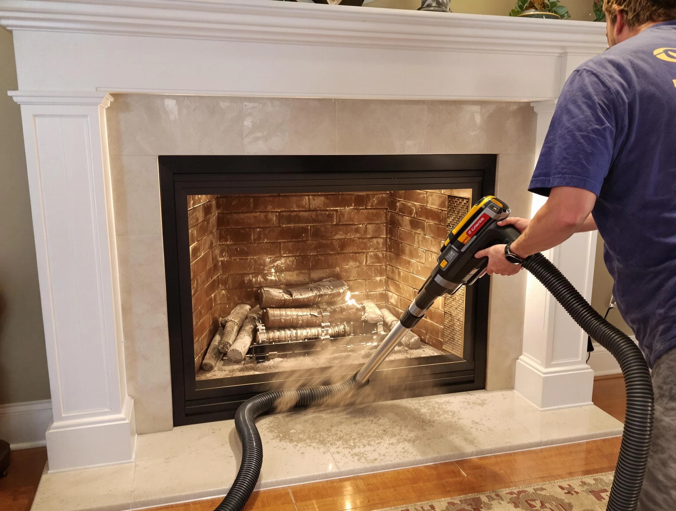 Fireplace cleaning performed by Brentwood Chimney Sweep in Brentwood, PA
