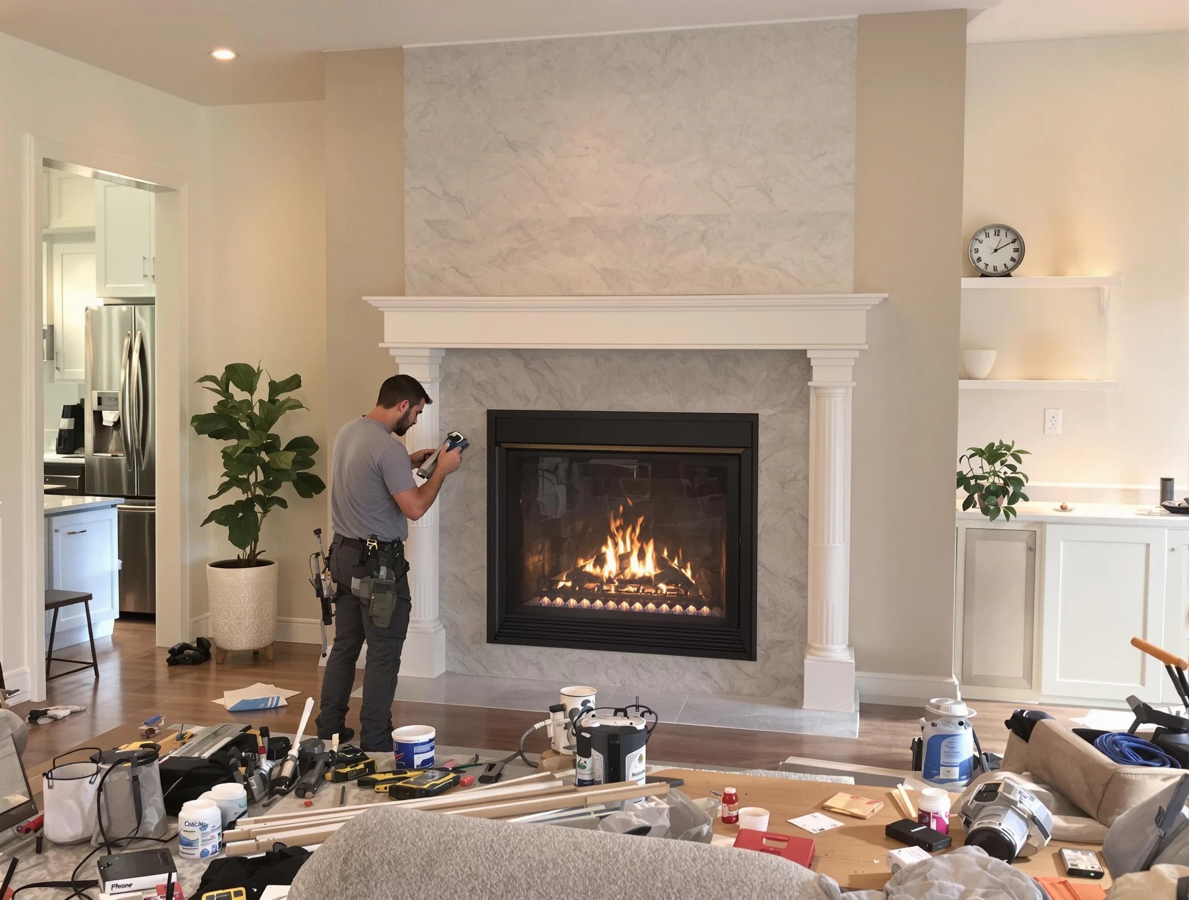Newly installed fireplace by Brentwood Chimney Sweep in Brentwood, PA