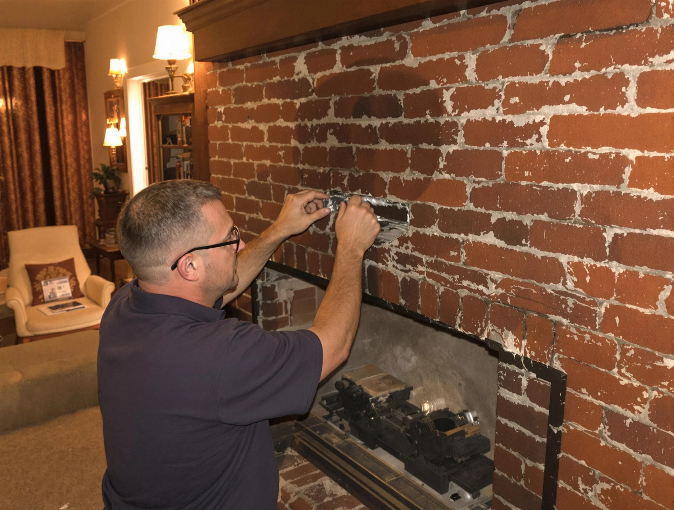 Brentwood Chimney Sweep expert fixing a fireplace in Brentwood, PA