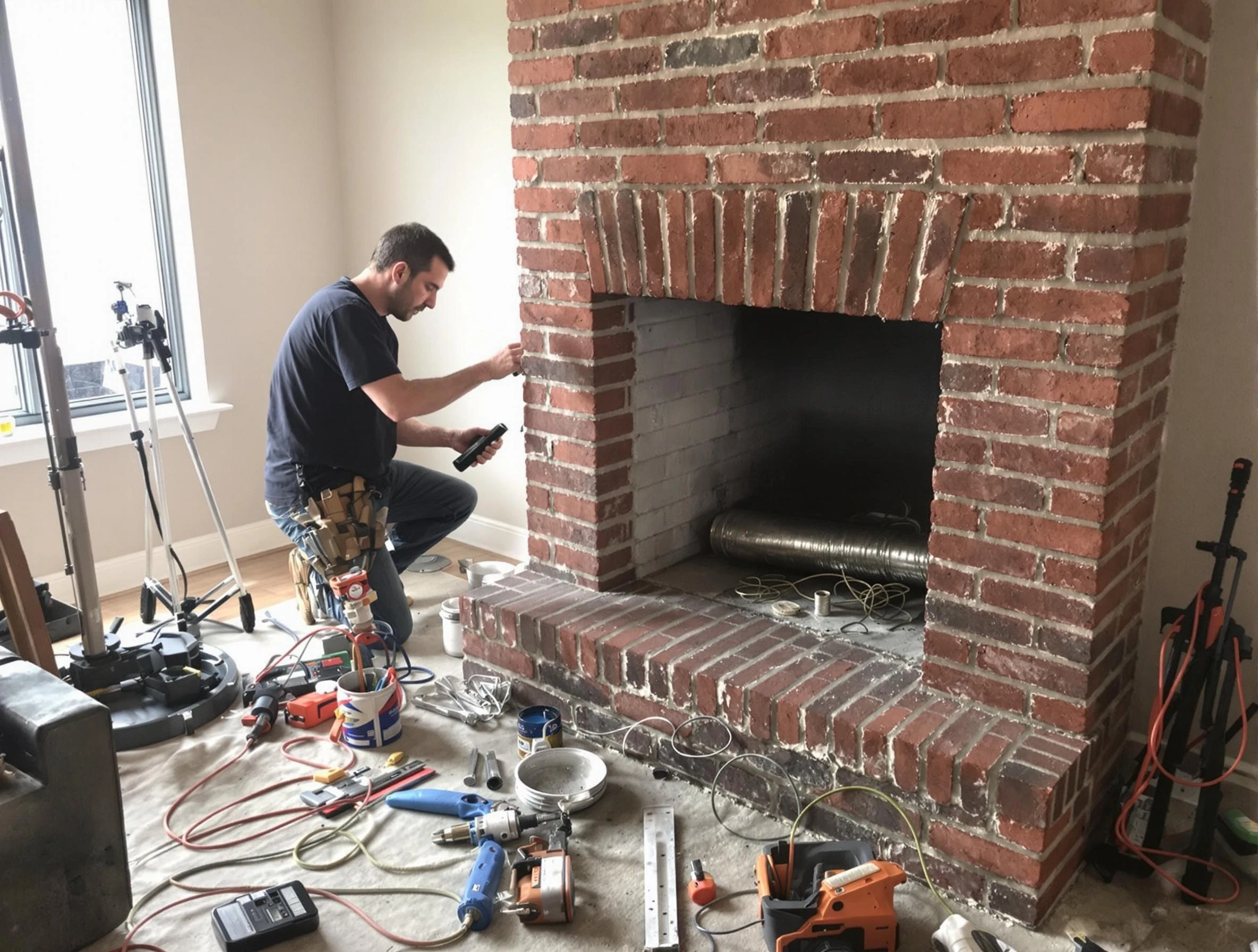 Brentwood Chimney Sweep specialist finalizing chimney liner service in Brentwood, PA